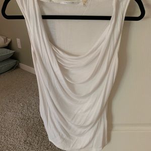 Tahari White Swoop Neck Tank